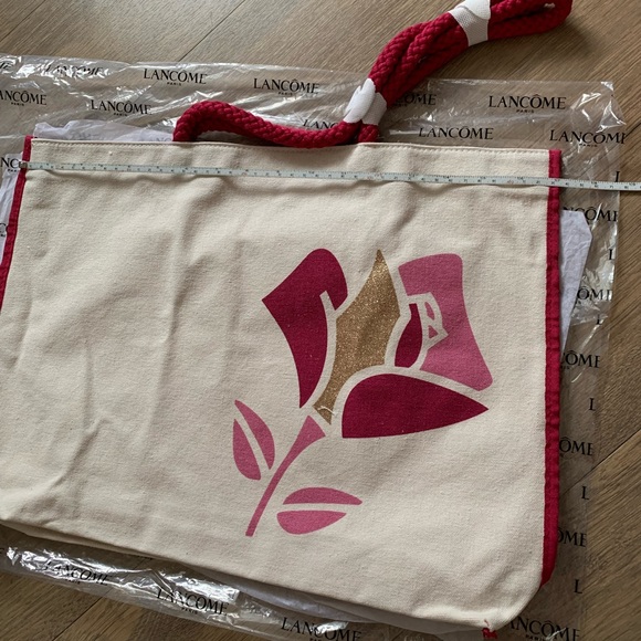 NEW Linen Tote Shoulder Handbag, Pink - Picture 3 of 9